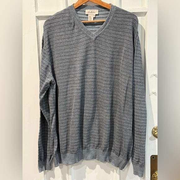 Ermenegildo Zegna Other - Ermenegildo Zegna Charcoal Striped V-Neck Sweater